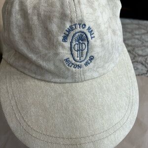 Palmetto Hall Beige Cap with Blue Embroidery